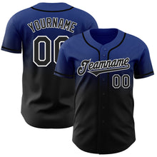 Load image into Gallery viewer, Custom Royal Black-White Authentic Fade Fashion Baseball Jersey
