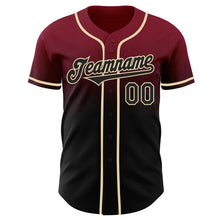Load image into Gallery viewer, Custom Crimson Black-Cream Authentic Fade Fashion Baseball Jersey
