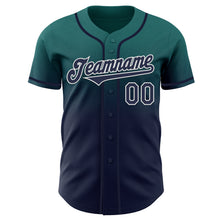 Charger l&#39;image dans la galerie, Custom Teal Navy-White Authentic Fade Fashion Baseball Jersey

