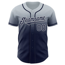 Charger l&#39;image dans la galerie, Custom Silver Navy-White Authentic Fade Fashion Baseball Jersey
