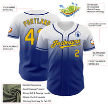Load image into Gallery viewer, Custom White Yellow-Royal Authentic Fade Fashion Baseball Jersey
