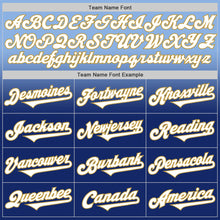 Load image into Gallery viewer, Custom Light Blue White Royal-Old Gold Authentic Fade Fashion Baseball Jersey
