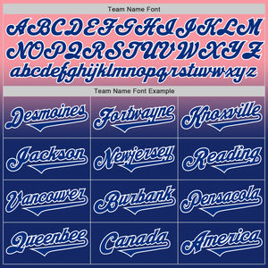 Custom Medium Pink Royal-White Authentic Fade Fashion Baseball Jersey