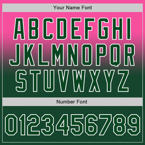 Custom Pink Green-White Authentic Fade Fashion Baseball Jersey