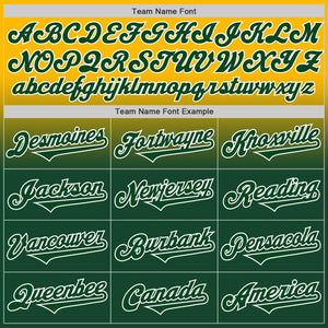 Custom Gold Green-White Authentic Fade Fashion Baseball Jersey