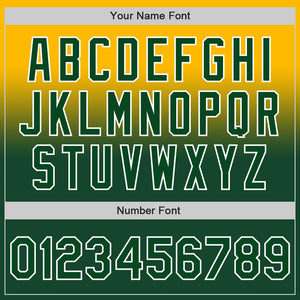 Custom Gold Green-White Authentic Fade Fashion Baseball Jersey