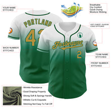 Load image into Gallery viewer, Custom White Old Gold-Kelly Green Authentic Fade Fashion Baseball Jersey
