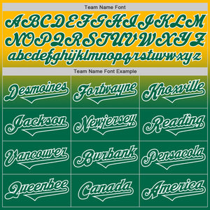 Custom Gold Kelly Green-White Authentic Fade Fashion Baseball Jersey
