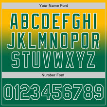Load image into Gallery viewer, Custom Gold Kelly Green-White Authentic Fade Fashion Baseball Jersey
