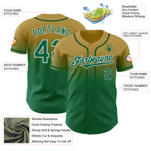 Load image into Gallery viewer, Custom Old Gold Kelly Green-White Authentic Fade Fashion Baseball Jersey
