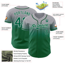 Load image into Gallery viewer, Custom Gray Kelly Green-White Authentic Fade Fashion Baseball Jersey
