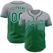 Load image into Gallery viewer, Custom Gray Kelly Green-White Authentic Fade Fashion Baseball Jersey
