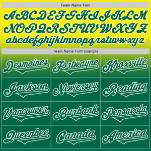 Custom Light Yellow Kelly Green-White Authentic Fade Fashion Baseball Jersey