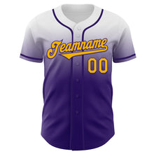Charger l&#39;image dans la galerie, Custom White Gold-Purple Authentic Fade Fashion Baseball Jersey
