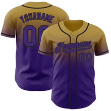 Load image into Gallery viewer, Custom Old Gold Purple-Black Authentic Fade Fashion Baseball Jersey
