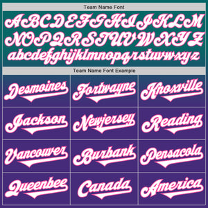 Custom Teal White Purple-Pink Authentic Fade Fashion Baseball Jersey