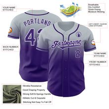 Load image into Gallery viewer, Custom Silver Purple-White Authentic Fade Fashion Baseball Jersey
