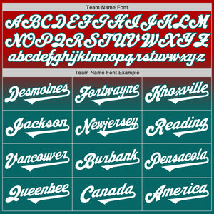 Custom Red White-Teal Authentic Fade Fashion Baseball Jersey