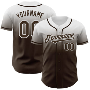 Custom White Brown Authentic Fade Fashion Baseball Jersey