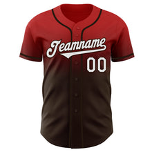 Load image into Gallery viewer, Custom Red White-Brown Authentic Fade Fashion Baseball Jersey
