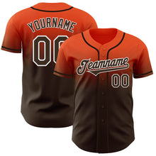Charger l&#39;image dans la galerie, Custom Orange Brown-White Authentic Fade Fashion Baseball Jersey
