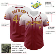 Charger l&#39;image dans la galerie, Custom White Old Gold-Crimson Authentic Fade Fashion Baseball Jersey
