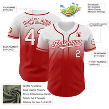 Load image into Gallery viewer, Custom White Red Authentic Fade Fashion Baseball Jersey
