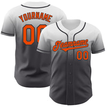 Load image into Gallery viewer, Custom White Orange-Steel Gray Authentic Fade Fashion Baseball Jersey
