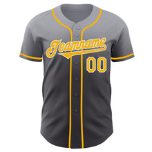 Load image into Gallery viewer, Custom Gray Gold Steel Gray-White Authentic Fade Fashion Baseball Jersey
