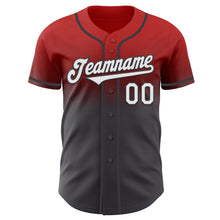 Load image into Gallery viewer, Custom Red White-Steel Gray Authentic Fade Fashion Baseball Jersey
