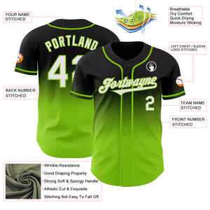 Custom Black White-Neon Green Authentic Fade Fashion Baseball Jersey