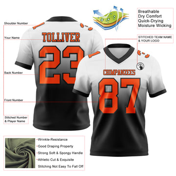 Custom White Orange-Black Mesh Authentic Fade Fashion Football Jersey