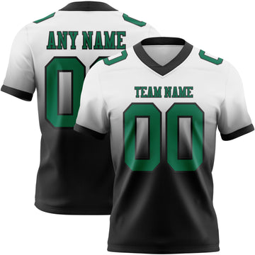 Custom White Kelly Green-Black Mesh Authentic Fade Fashion Football Jersey