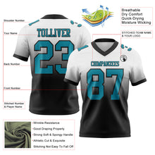 Load image into Gallery viewer, Custom White Teal-Black Authentic Fade Fashion Football Jersey
