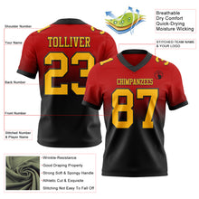 Load image into Gallery viewer, Custom Red Gold-Black Authentic Fade Fashion Football Jersey
