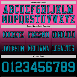 Custom Pink Teal-Black Authentic Fade Fashion Football Jersey