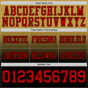 Custom Old Gold Red-Black Authentic Fade Fashion Football Jersey