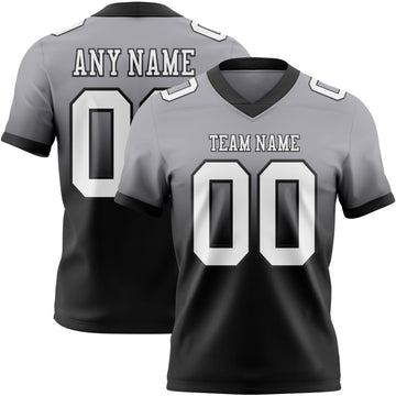 Custom Gray White-Black Mesh Authentic Fade Fashion Football Jersey
