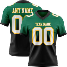 Load image into Gallery viewer, Custom Kelly Green White Black-Gold Authentic Fade Fashion Football Jersey
