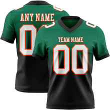 Load image into Gallery viewer, Custom Kelly Green White Black-Orange Authentic Fade Fashion Football Jersey
