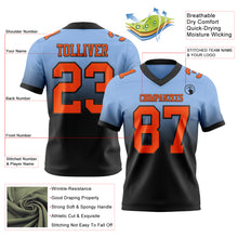 Load image into Gallery viewer, Custom Light Blue Orange-Black Authentic Fade Fashion Football Jersey
