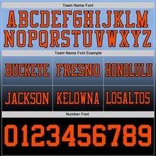 Load image into Gallery viewer, Custom Light Blue Orange-Black Authentic Fade Fashion Football Jersey
