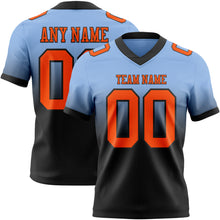 Load image into Gallery viewer, Custom Light Blue Orange-Black Authentic Fade Fashion Football Jersey
