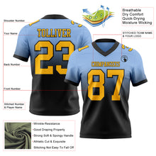 Load image into Gallery viewer, Custom Light Blue Gold-Black Authentic Fade Fashion Football Jersey
