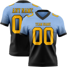 Load image into Gallery viewer, Custom Light Blue Gold-Black Authentic Fade Fashion Football Jersey
