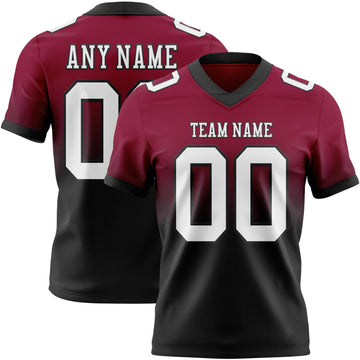 Custom Maroon White-Black Mesh Authentic Fade Fashion Football Jersey