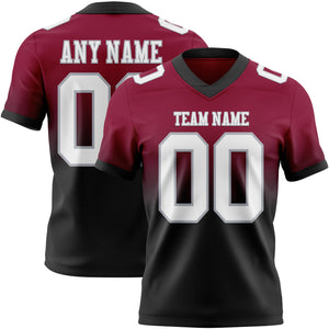 Custom Maroon White Black-Gray Mesh Authentic Fade Fashion Football Jersey