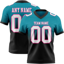 Laden Sie das Bild in den Galerie-Viewer, Custom Teal White Black-Pink Authentic Fade Fashion Football Jersey
