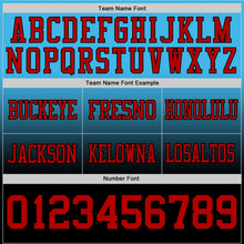 Load image into Gallery viewer, Custom Sky Blue Red-Black Authentic Fade Fashion Football Jersey
