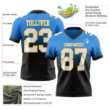 Laden Sie das Bild in den Galerie-Viewer, Custom Powder Blue White Black-Gold Authentic Fade Fashion Football Jersey
